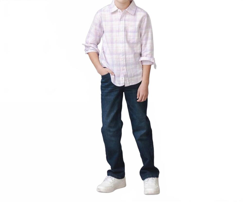 NEW HOPE & HENRY boy's linen button down shirt in monet plaid